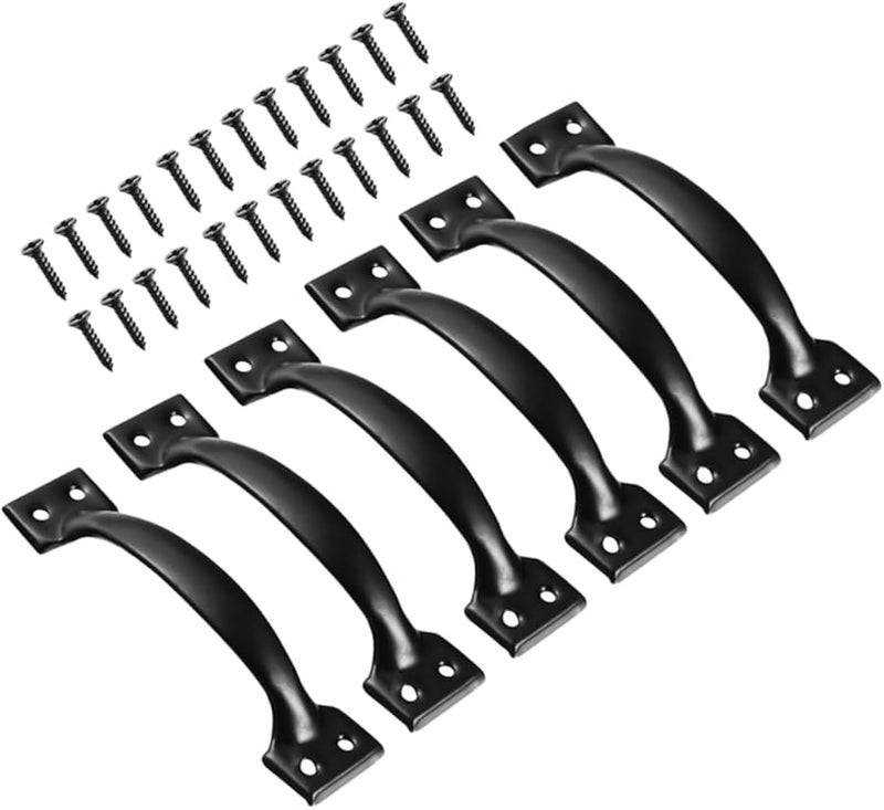 Vintage Black Bow Door Handles 6 Pcs Smooth Iron Construction for Cabinets Wardrobes Gates - Image 1
